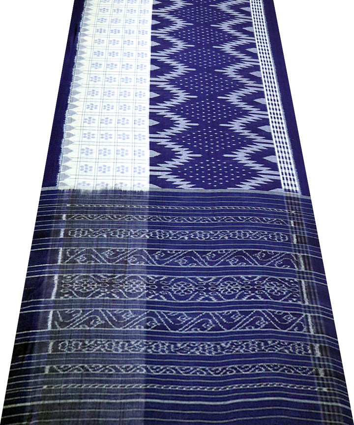 Navy blue white cotton handloom nuapatna saree