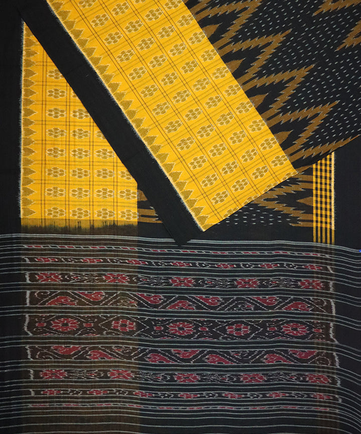 Black yellow cotton handloom nuapatna saree