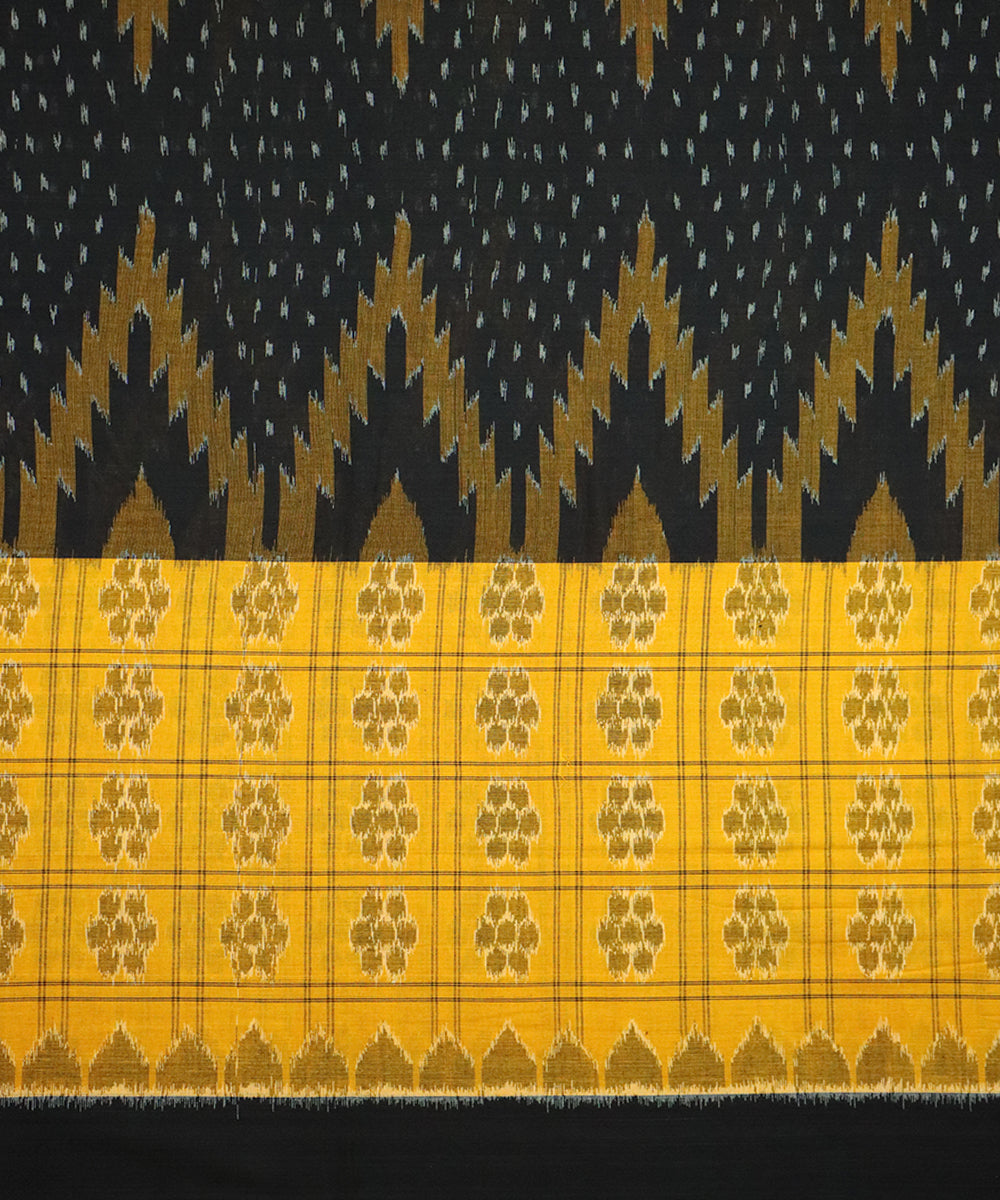 Black yellow cotton handloom nuapatna saree