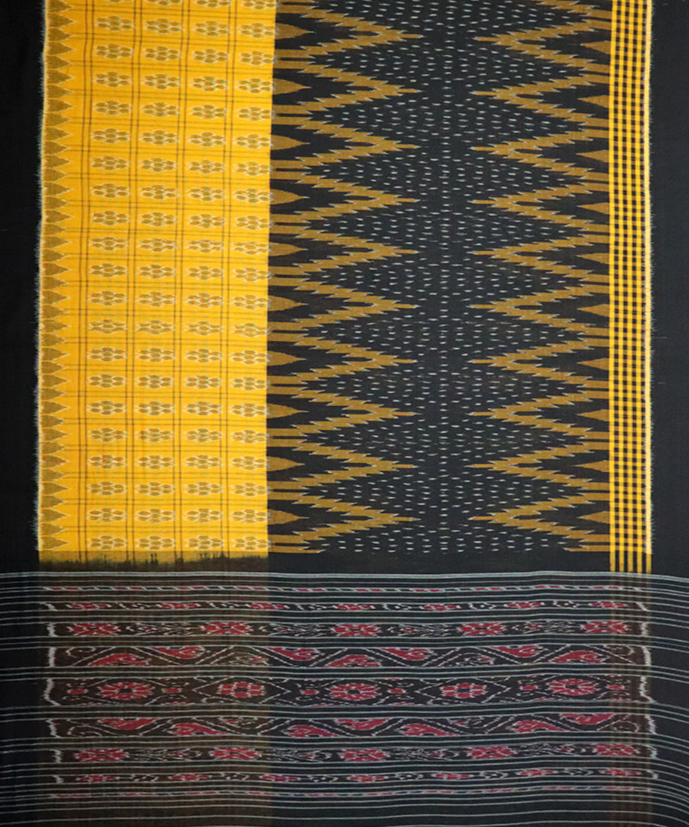 Black yellow cotton handloom nuapatna saree