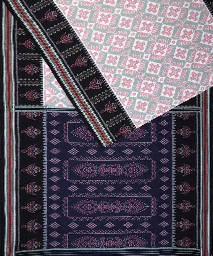 Multicolor black handloom nuapatna cotton saree