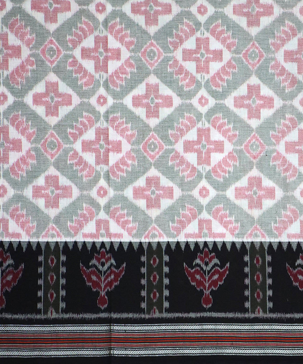 Multicolor black handloom nuapatna cotton saree