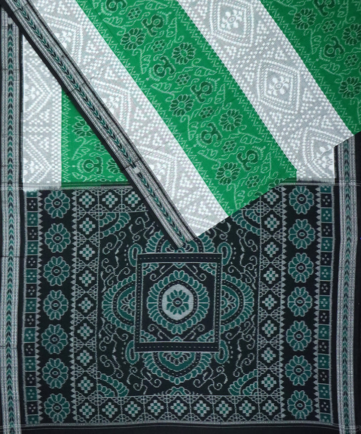 Cadmium green black cotton handloom nuapatna saree