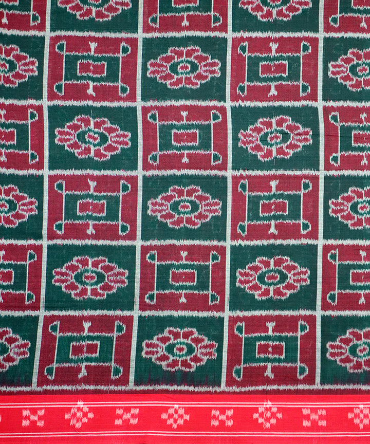 English green red cotton handloom nuapatna saree