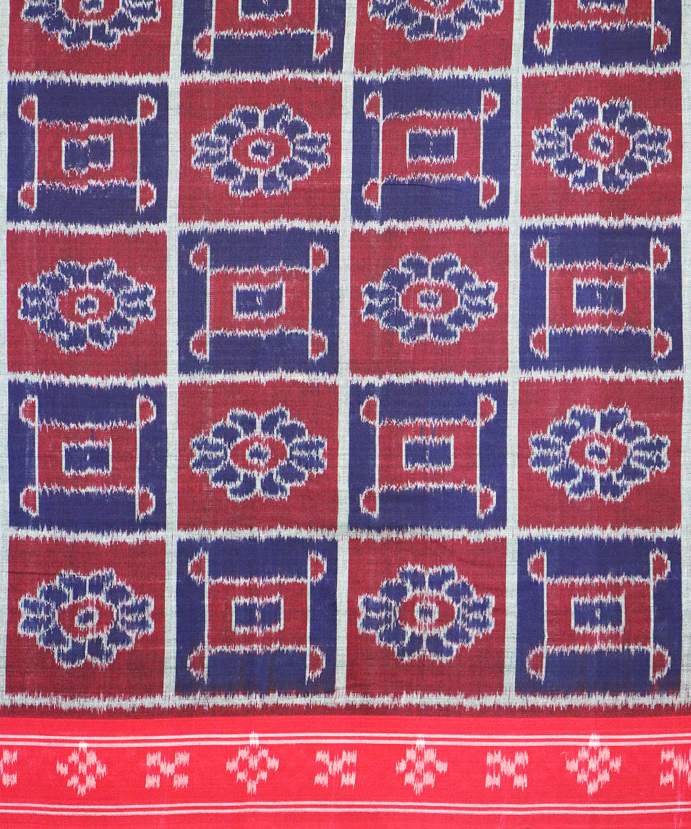 Navy blue red cotton handloom nuapatna saree