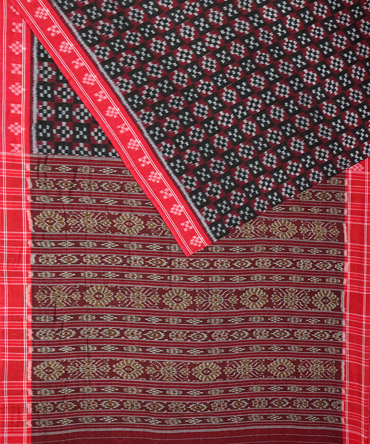 Black maroon cotton handloom nuapatna saree