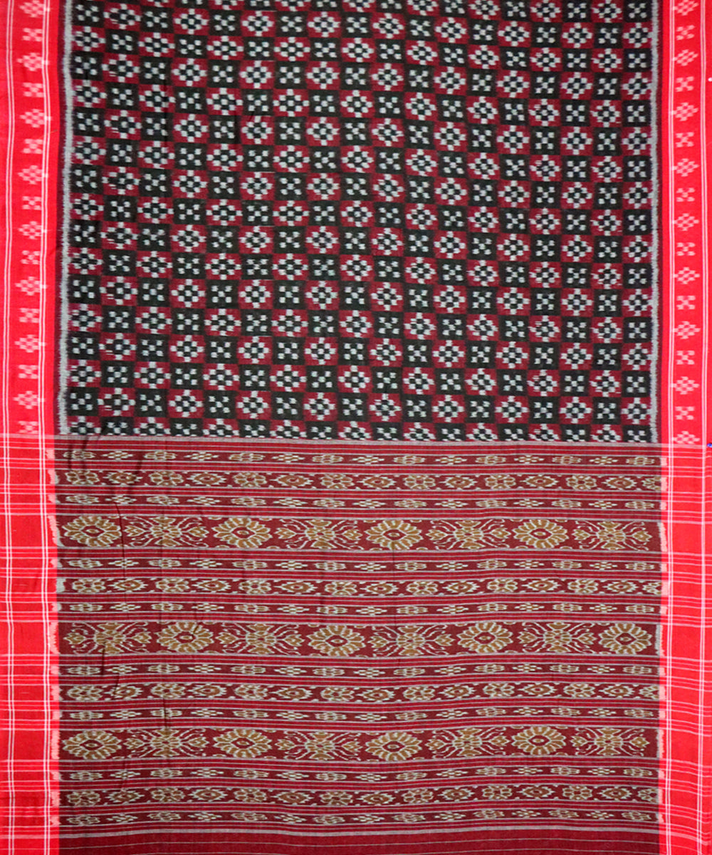 Black maroon cotton handloom nuapatna saree