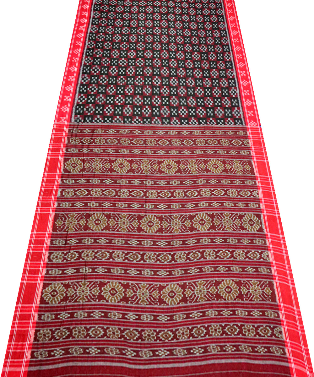 Black maroon cotton handloom nuapatna saree