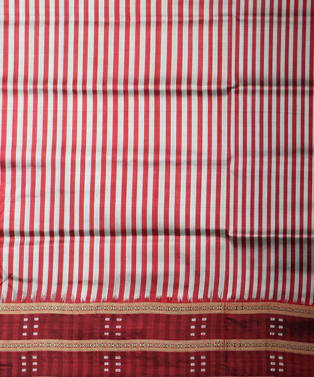 Stripes maroon silk handloom khandua saree