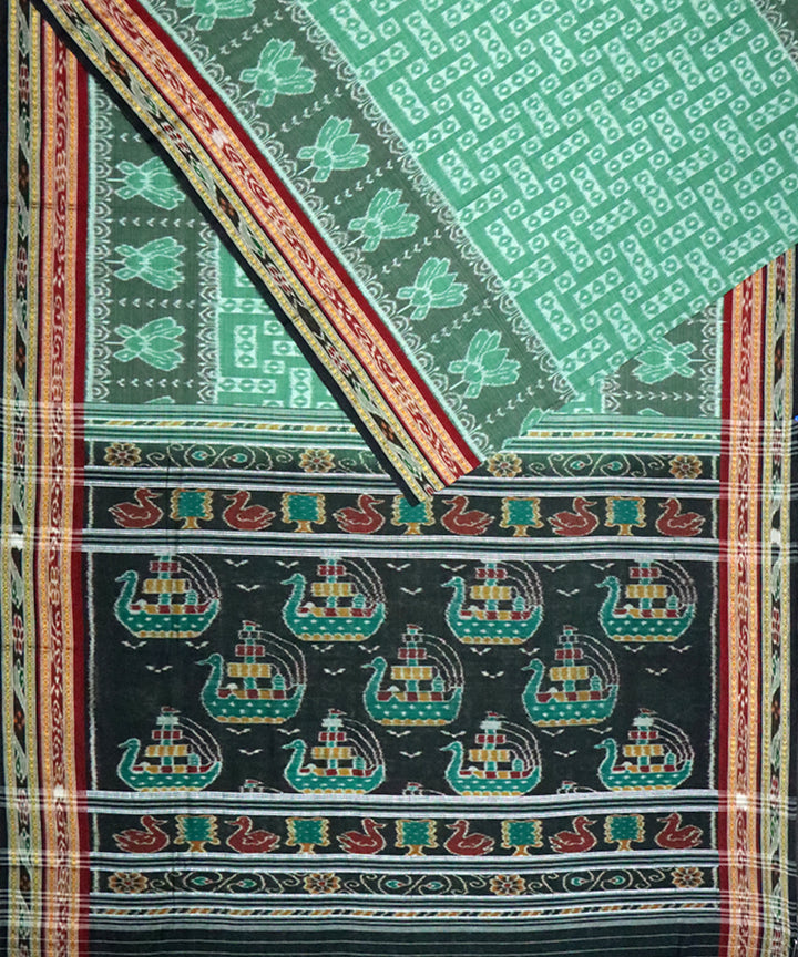 Light green black cotton handloom nuapatna saree