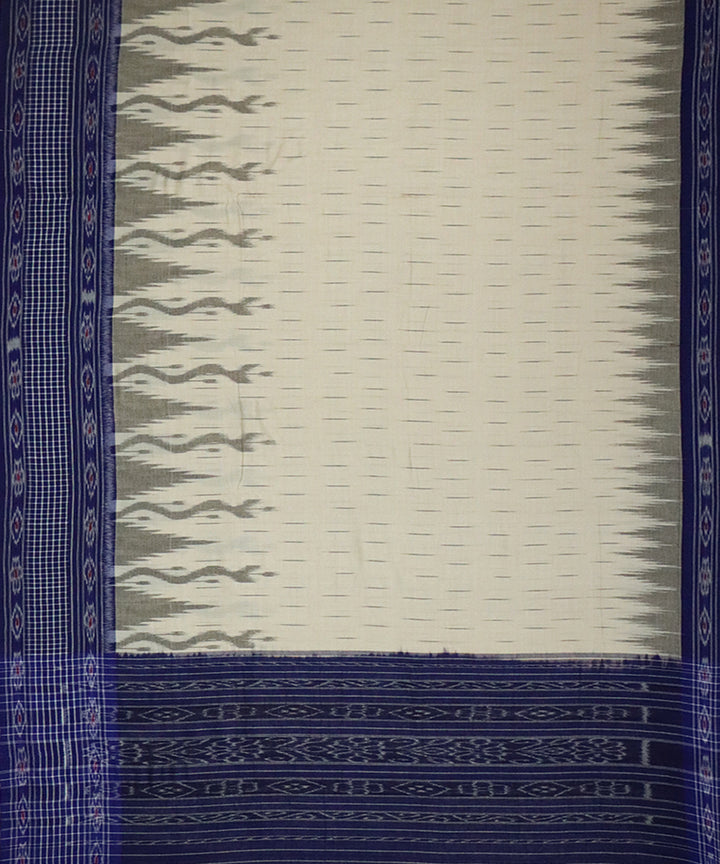 Antique white blue cotton handloom nuapatna saree