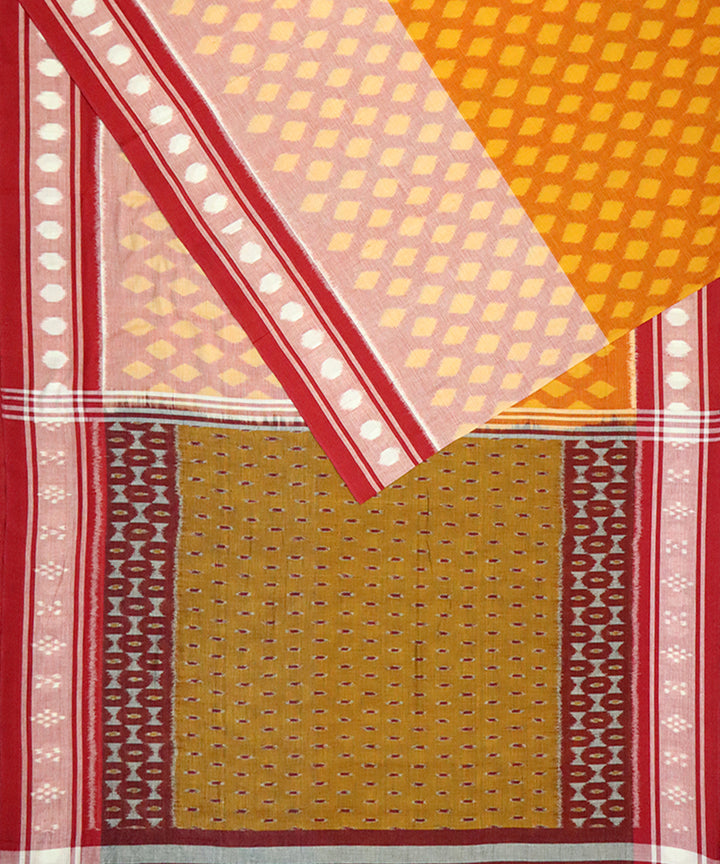 Multicolor red cotton handloom nuapatna saree