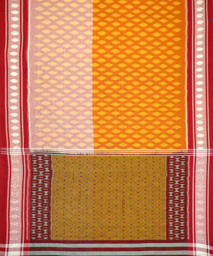 Multicolor red cotton handloom nuapatna saree