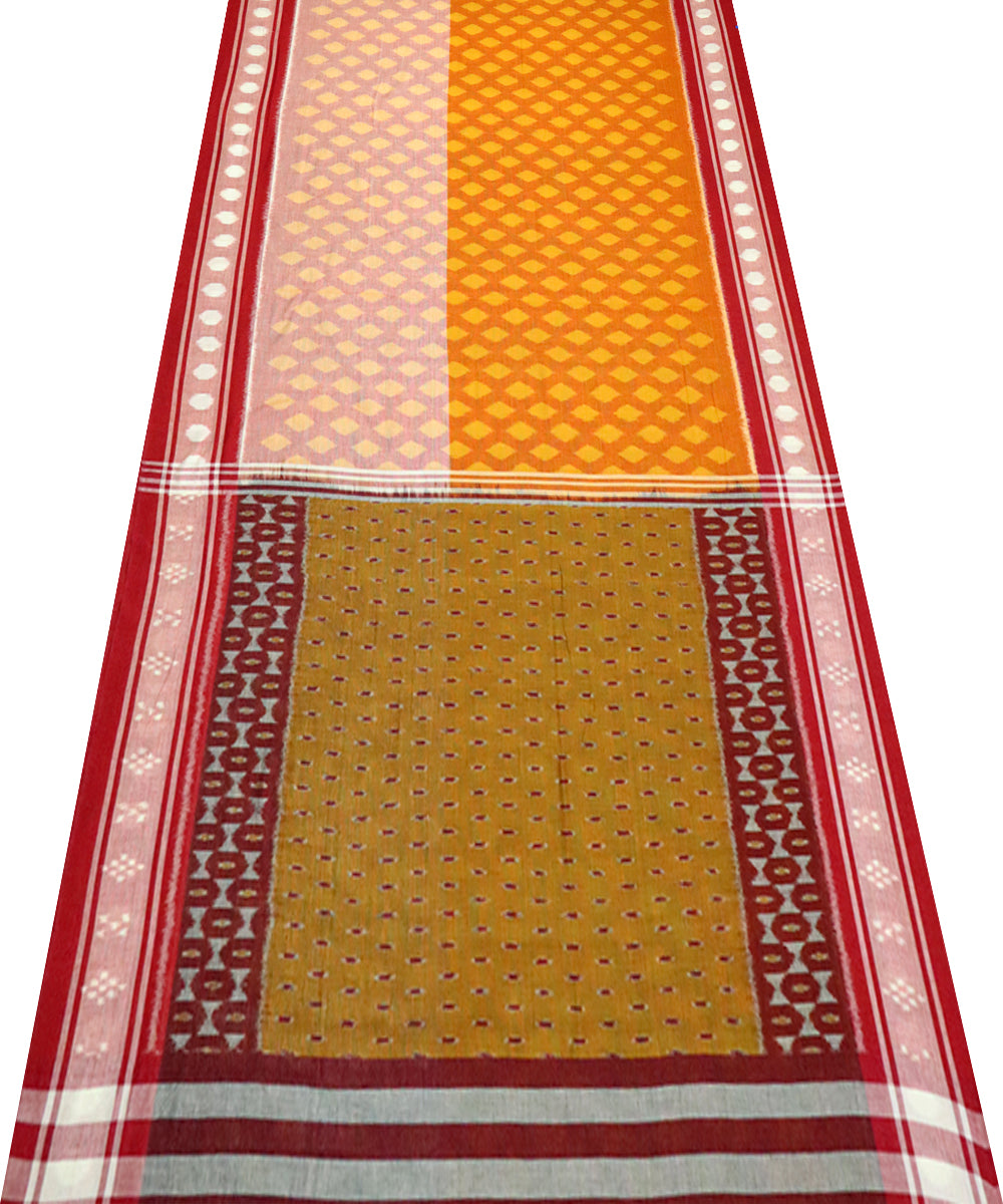 Multicolor red cotton handloom nuapatna saree