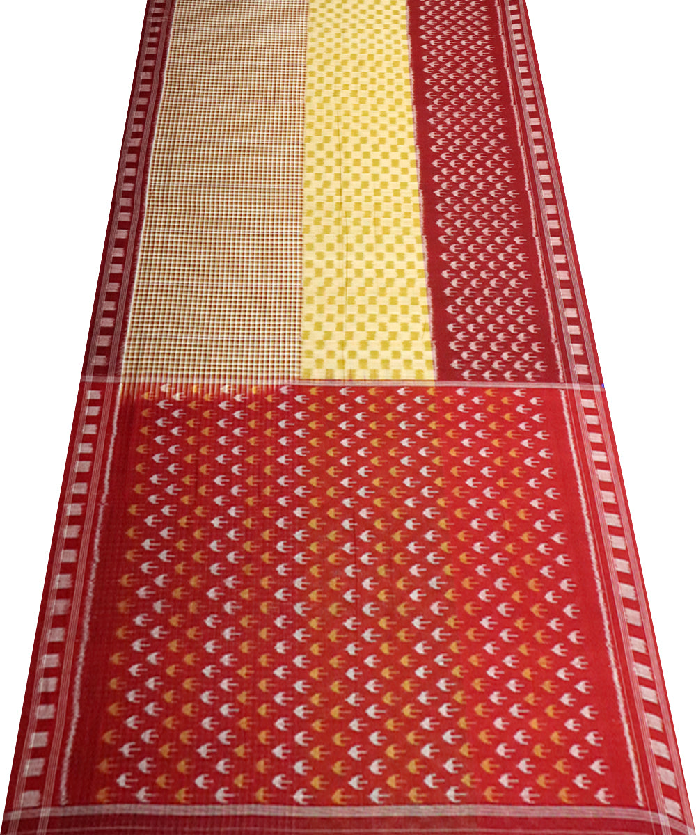 Multicolor maroon cotton handloom nuapatna saree