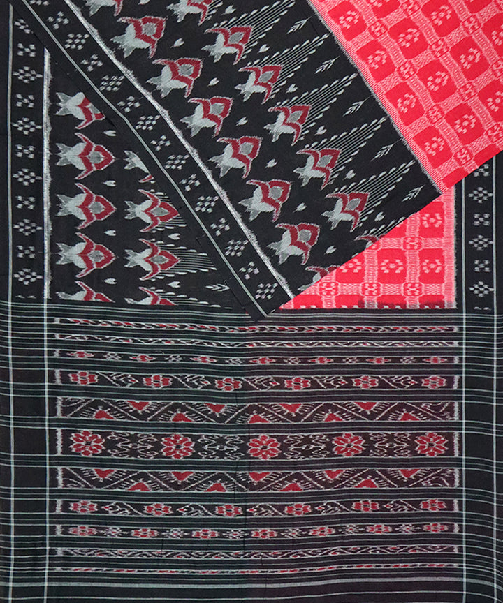 Red black cotton handloom nuapatna saree