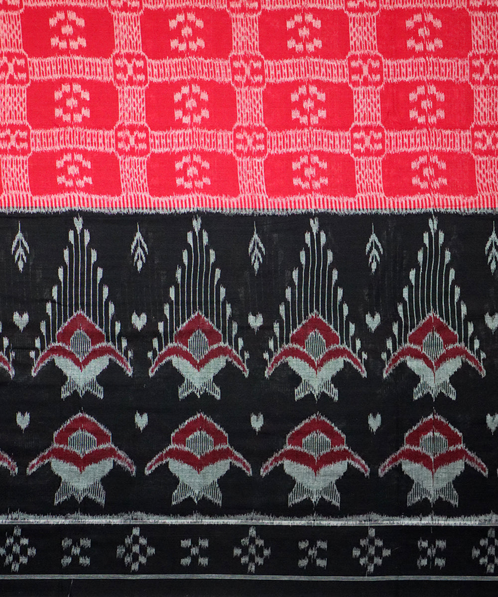 Red black cotton handloom nuapatna saree