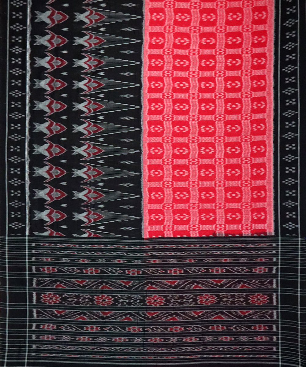 Red black cotton handloom nuapatna saree