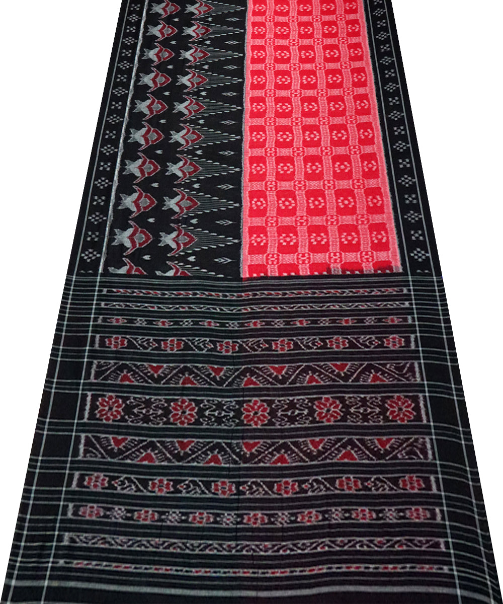 Red black cotton handloom nuapatna saree