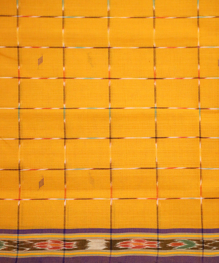 Yellow violet cotton handloom saree