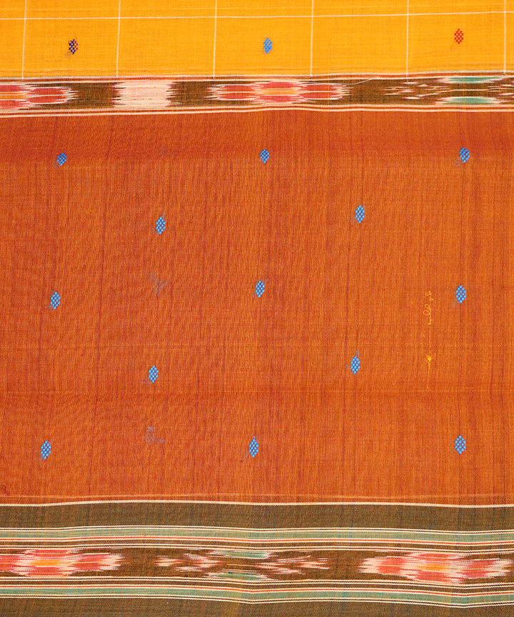 Multicolor coyote brown handwoven cotton saree