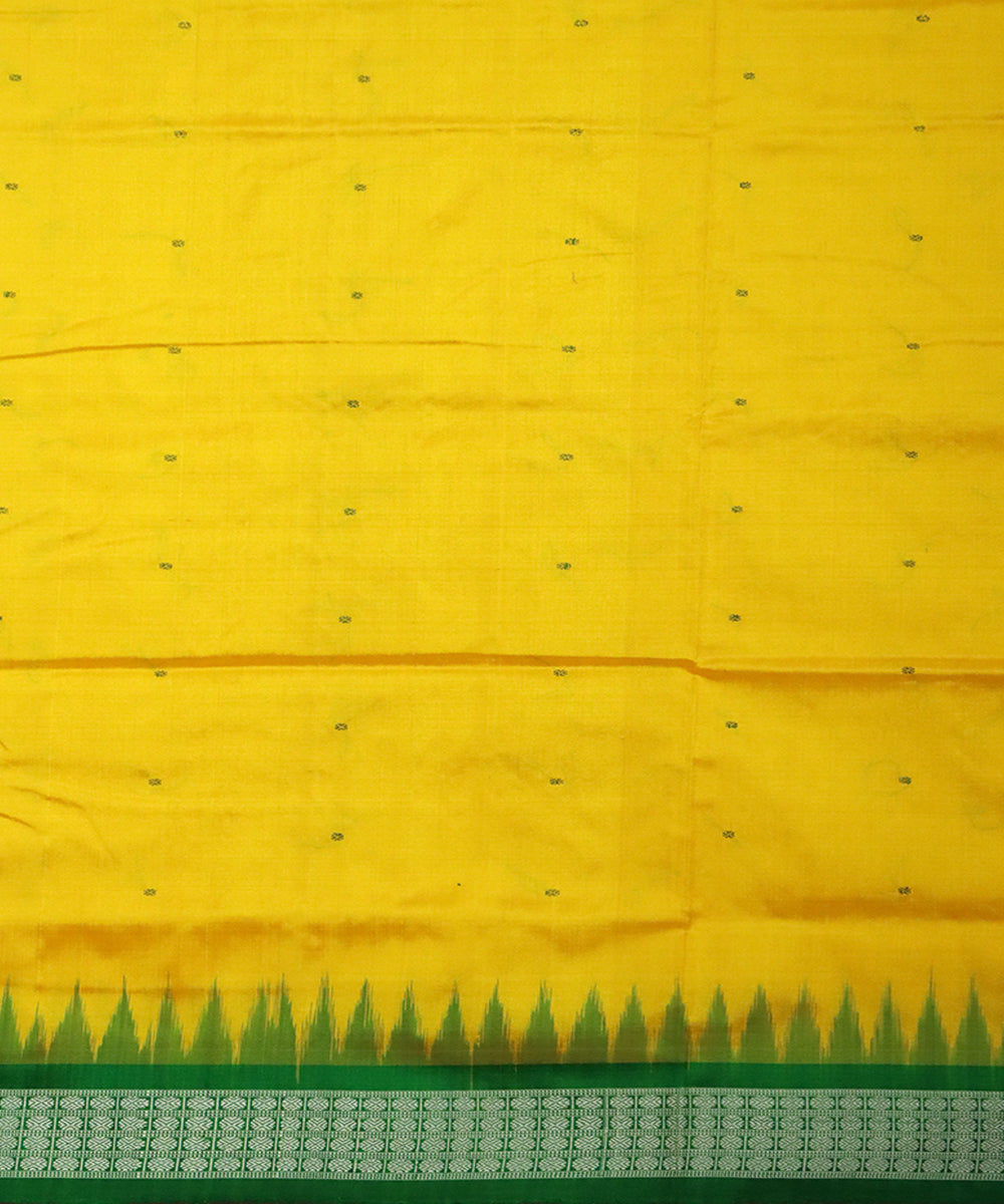 Yellow green silk handloom bomkai saree