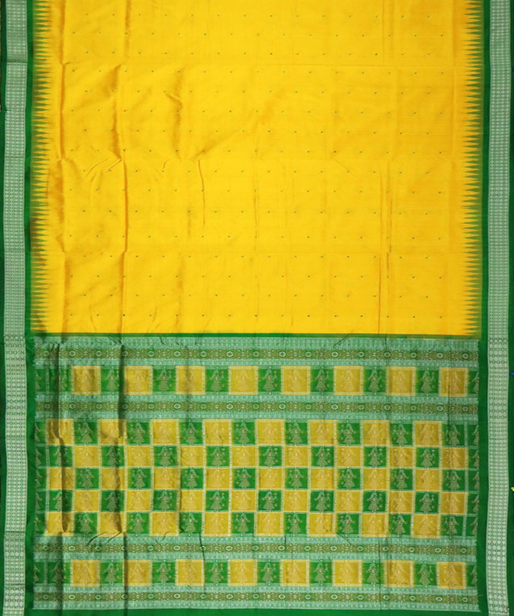 Yellow green silk handloom bomkai saree