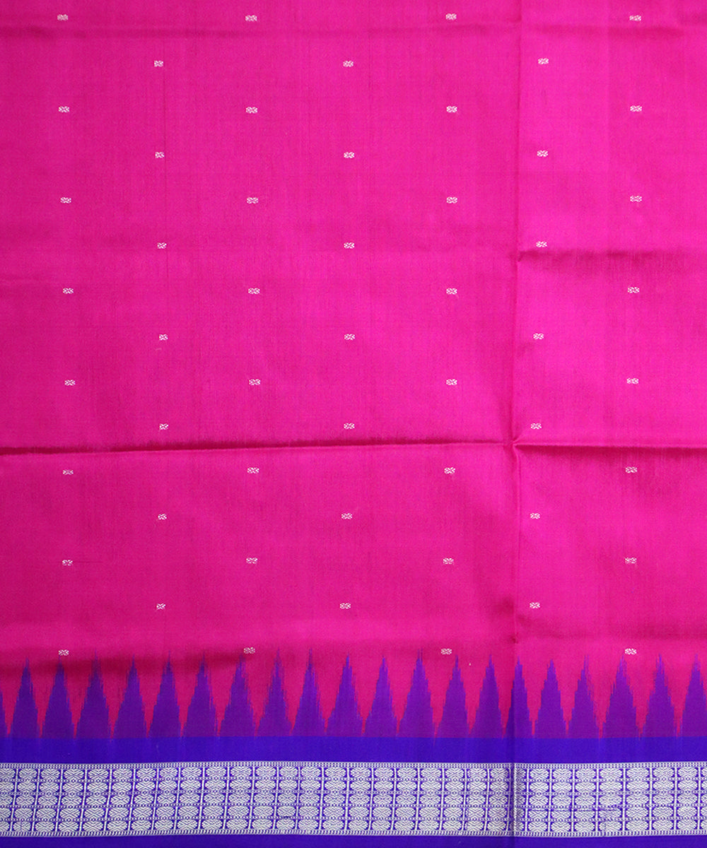 Pink blue magenta violet silk handloom bomkai saree