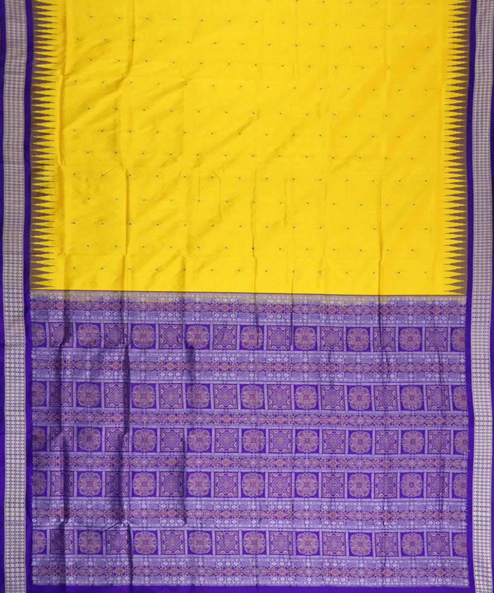 Yellow blue magenta violet silk handloom bomkai saree