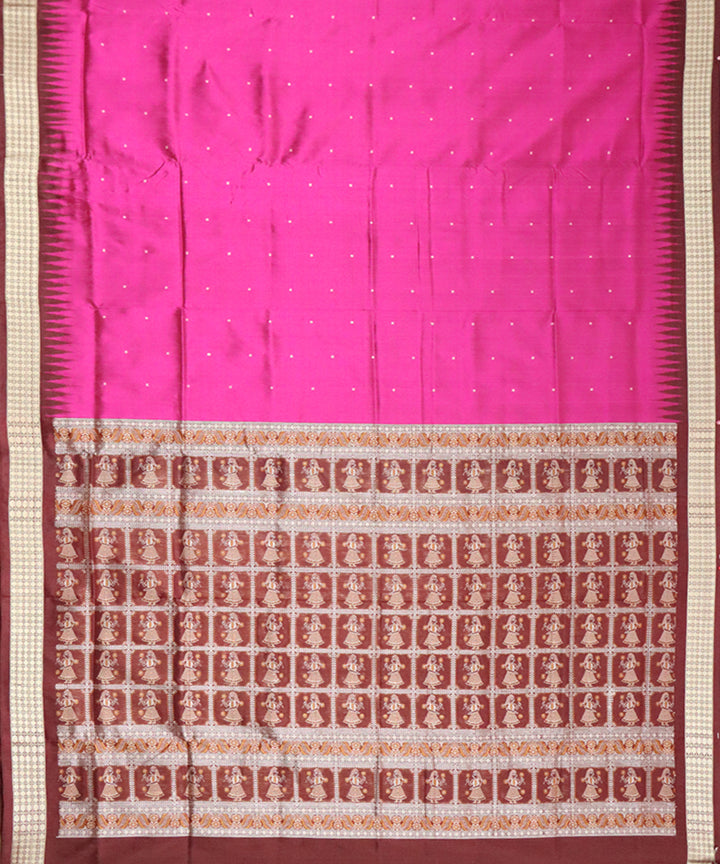 Pink maroon silk handloom bomkai saree