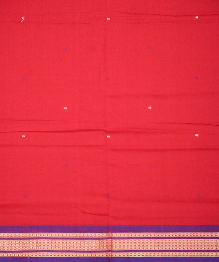 Red blue cotton handloom bomkai saree