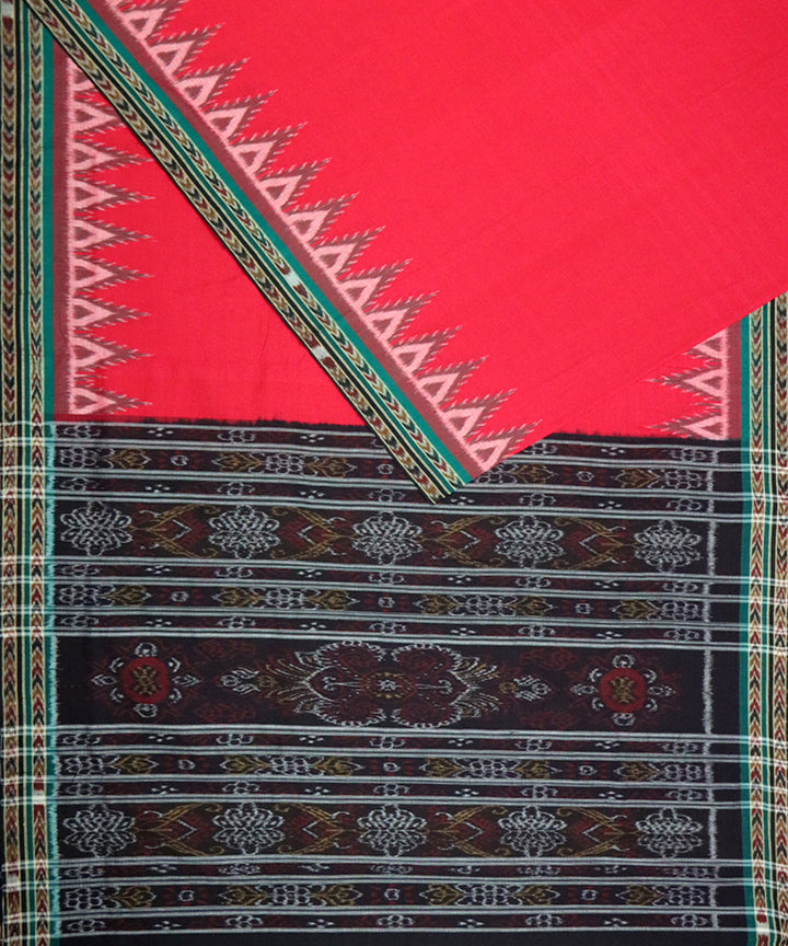 Red black handloom nuapatna cotton saree