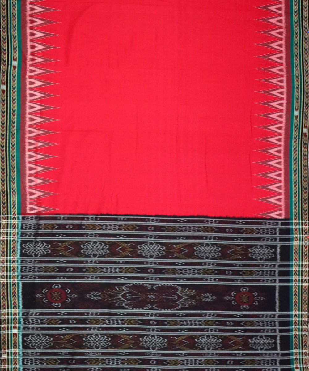 Red black handloom nuapatna cotton saree