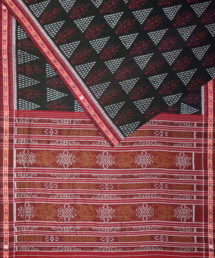 Black maroon cotton handloom nuapatna saree