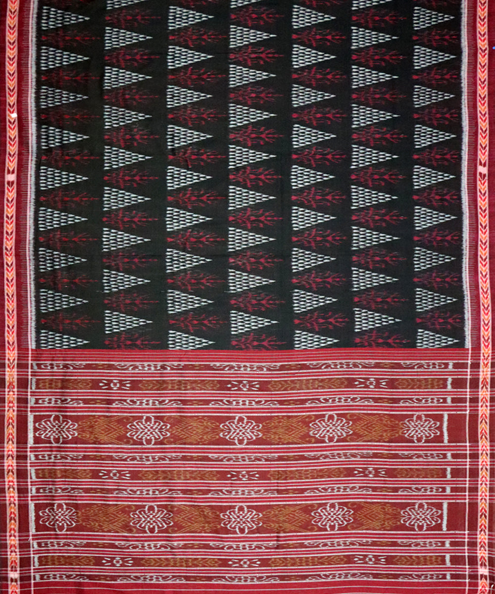 Black maroon cotton handloom nuapatna saree