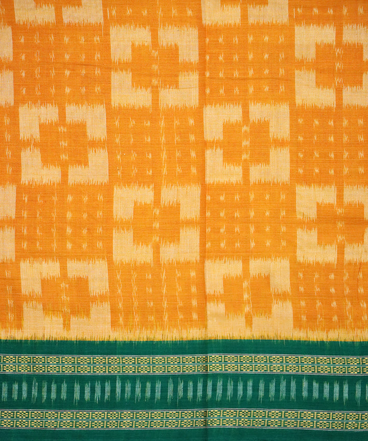 Deep saffron green cotton handloom nuapatna saree