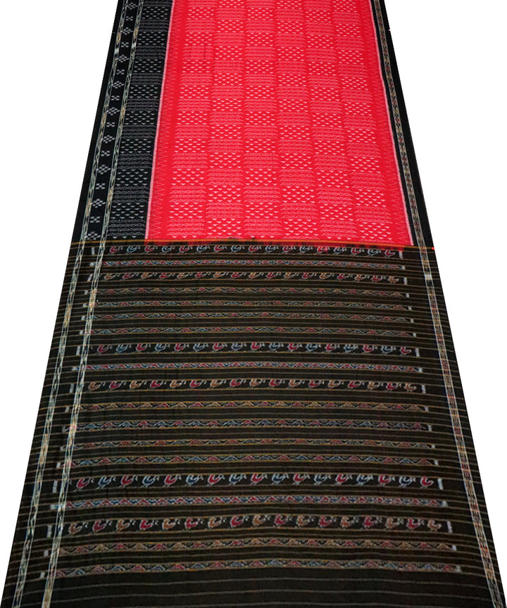 Red black cotton handloom nuapatna saree