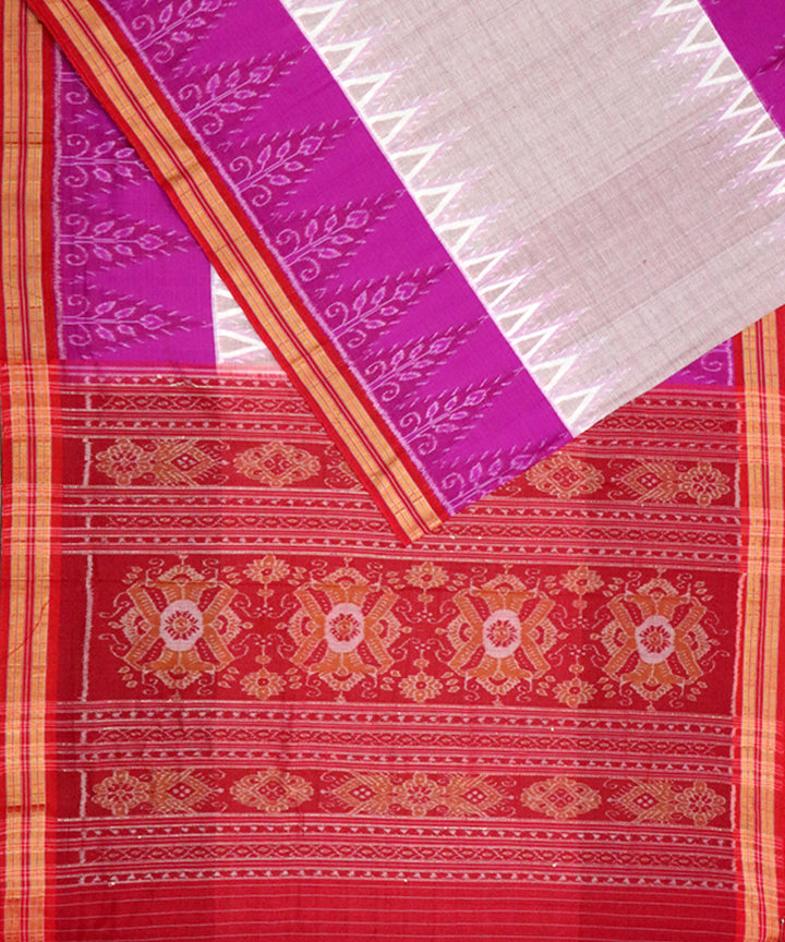 Multicolor maroon cotton handloom nuapatna saree