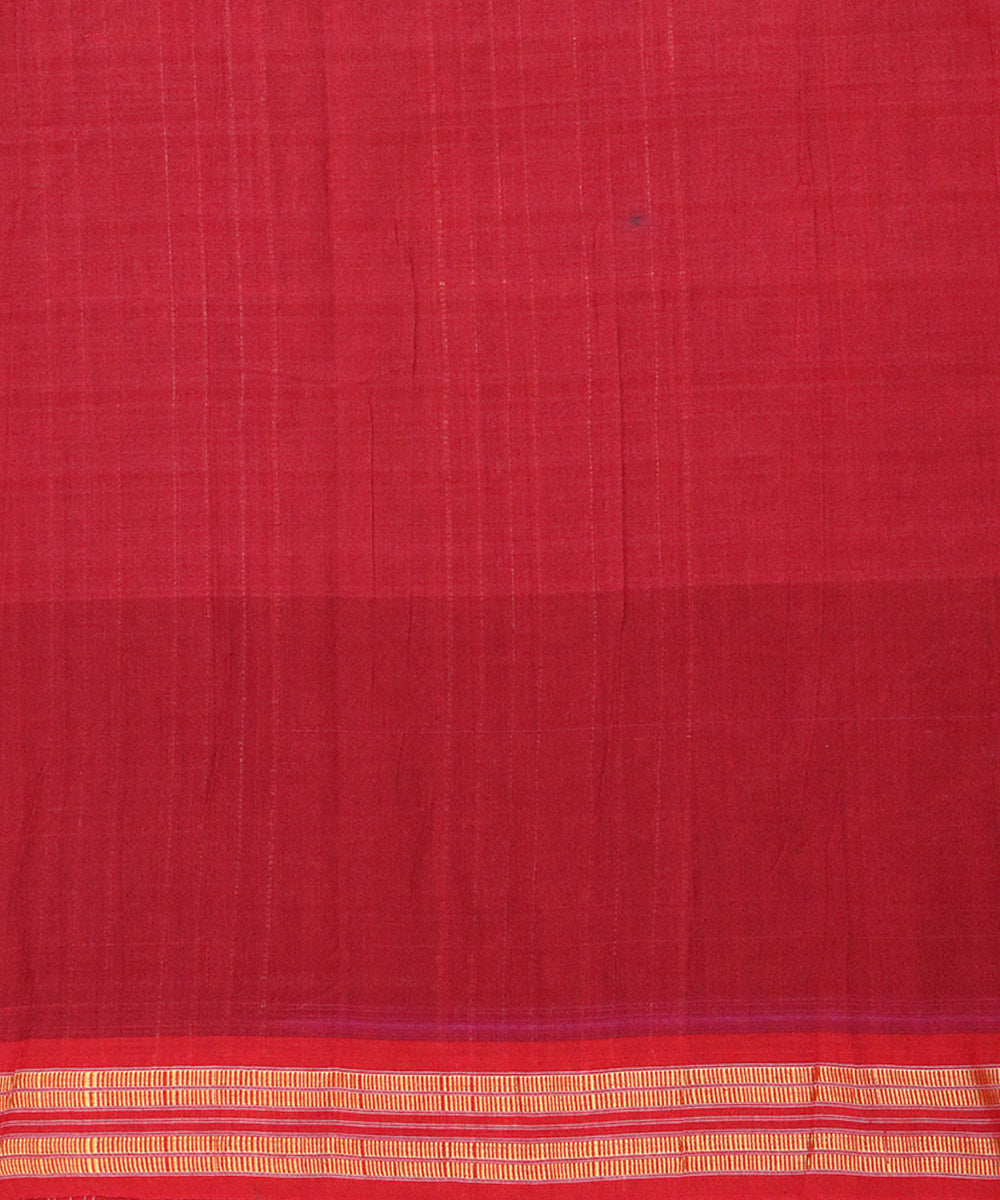 Multicolor maroon cotton handloom nuapatna saree