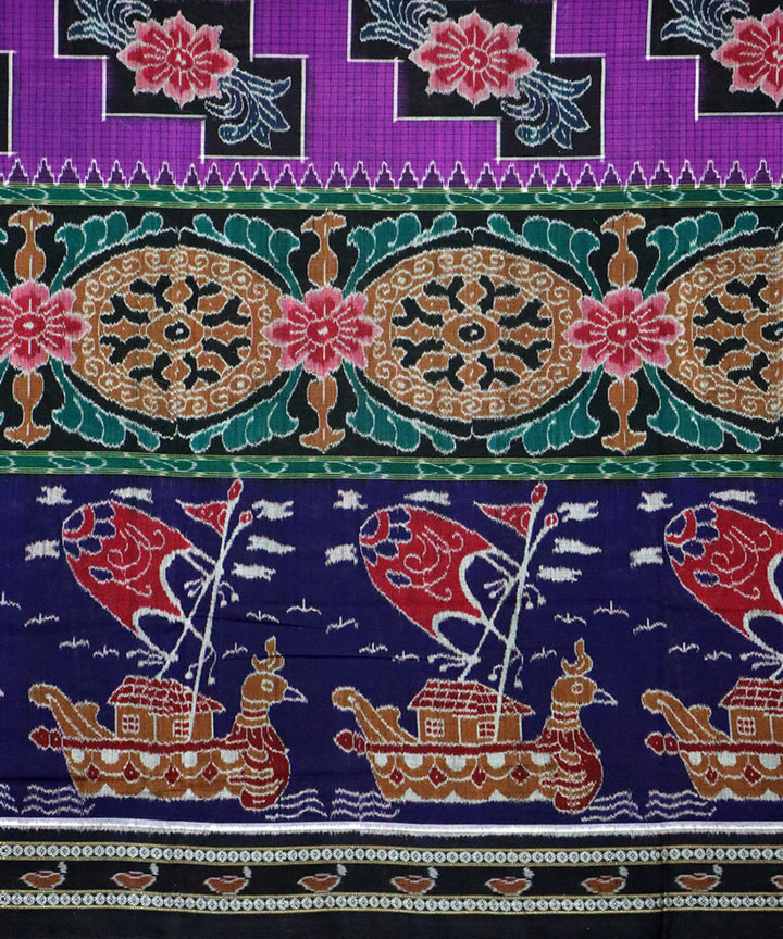 Multicolor black cotton handloom sambalpuri saree