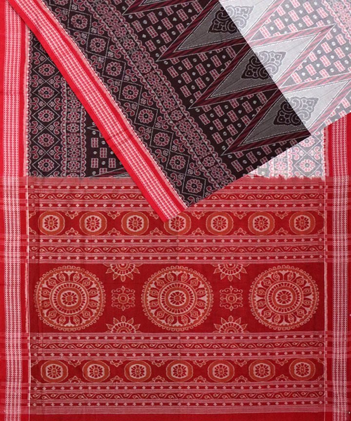 Multicolor maroon cotton handloom sambalpuri saree