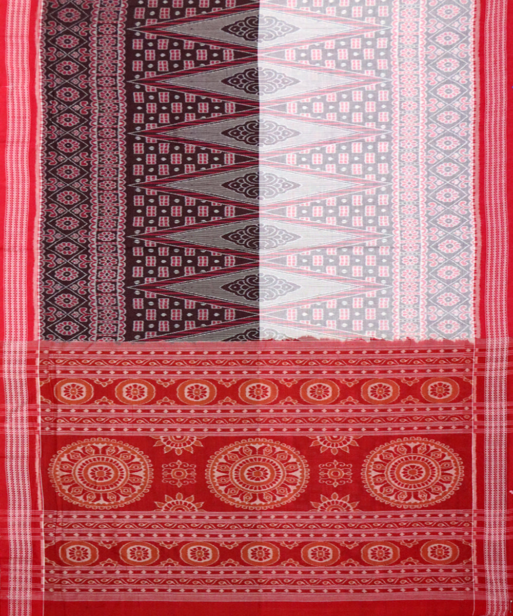 Multicolor maroon cotton handloom sambalpuri saree