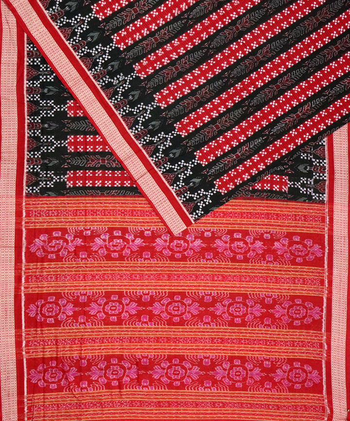 Black red cotton handloom sambalpuri saree