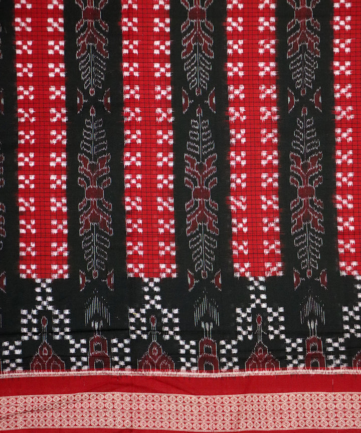 Black red cotton handloom sambalpuri saree