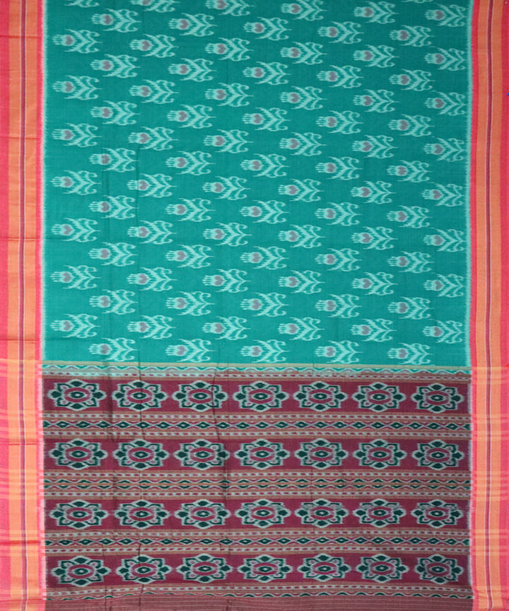 Caribbean green pink cotton handloom nuapatna saree