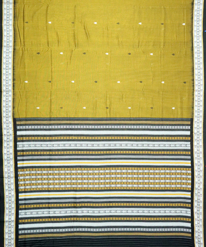 Bistre Brown black cotton handloom sambalpuri saree