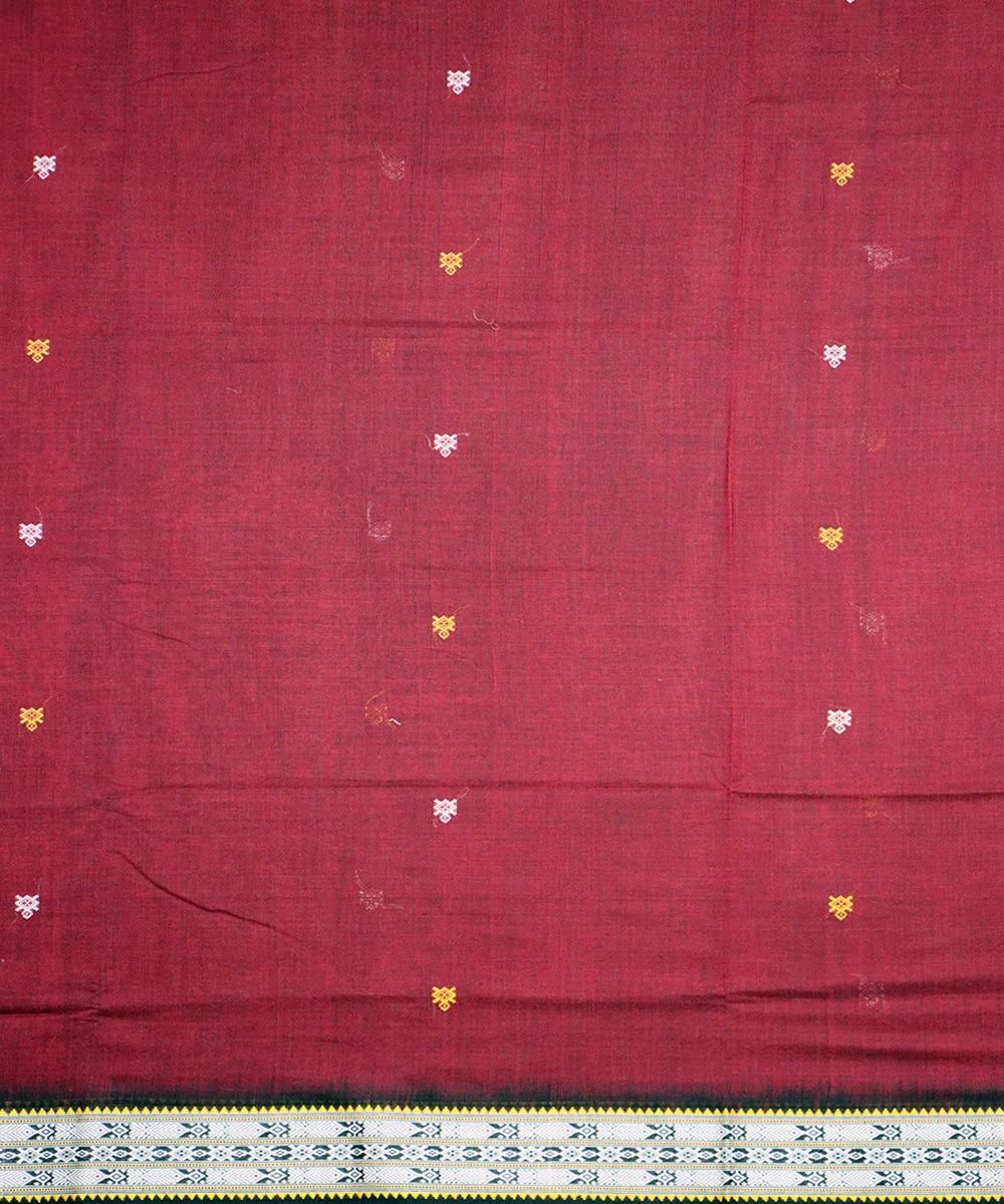 Maroon black cotton handloom sambalpuri saree