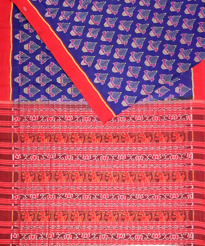 Deep koamaru red cotton handloom sambalpuri saree