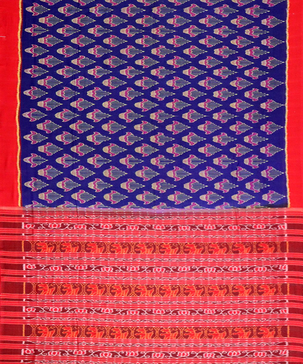 Deep koamaru red cotton handloom sambalpuri saree