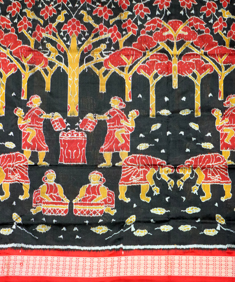 Black red handloom sambalpuri silk saree